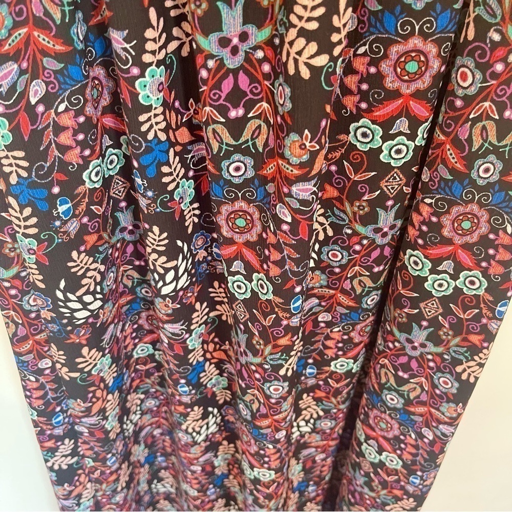 Boho Tropical Mixed Print Colorful Botanical & Floral Maxi Dress - Size M - Picture 9 of 11